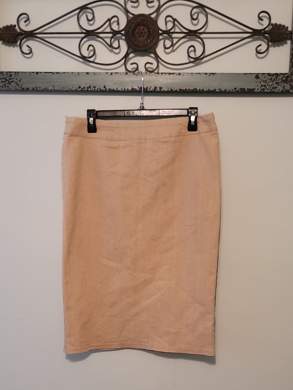 Tailored Beige Pencil Skirt - Women's